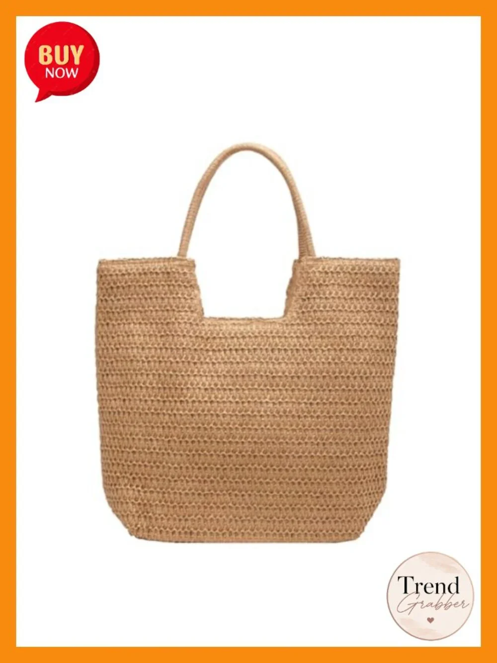 Woven Straw Tote Bag with Zipper Closure - Large Hobo Shoulder Bag for Travel